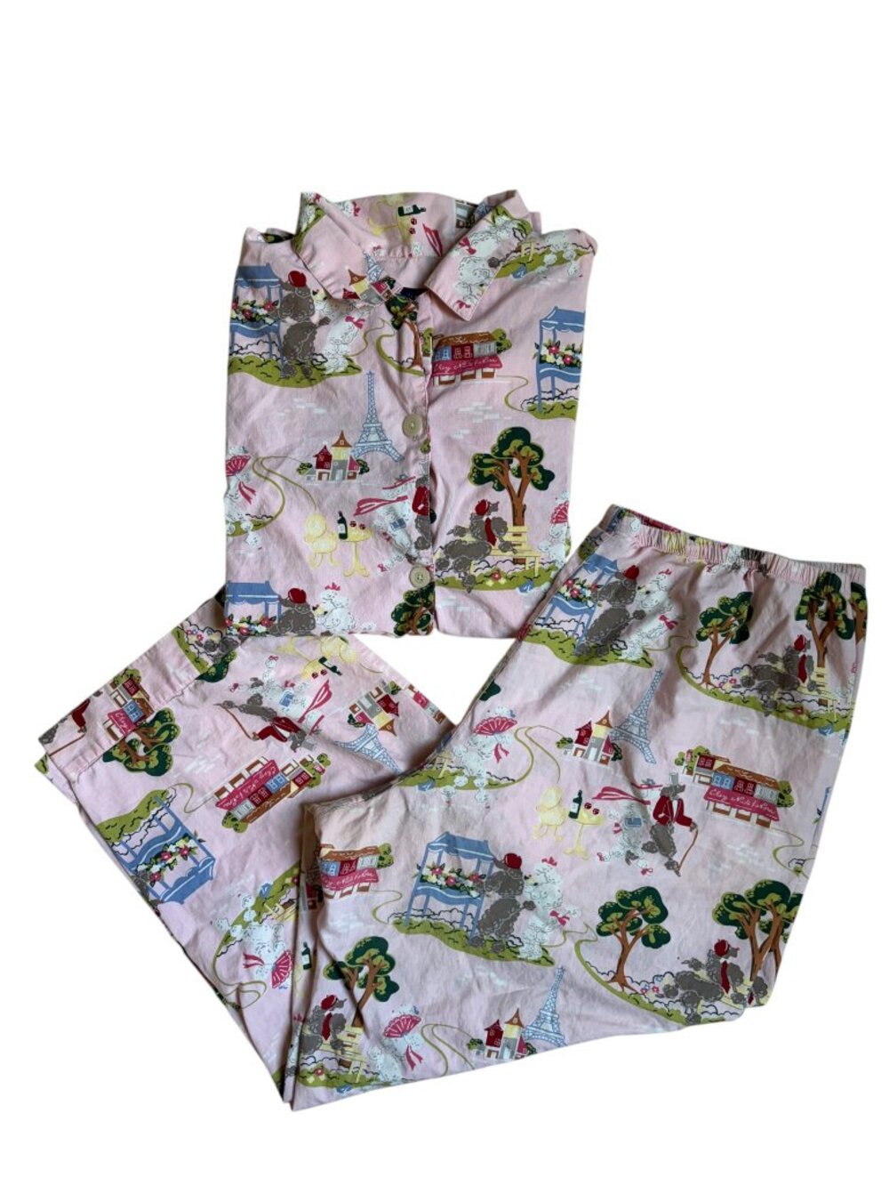 Nick & Nora Poodle Paris Print Pajama Set (Pink) - XXL